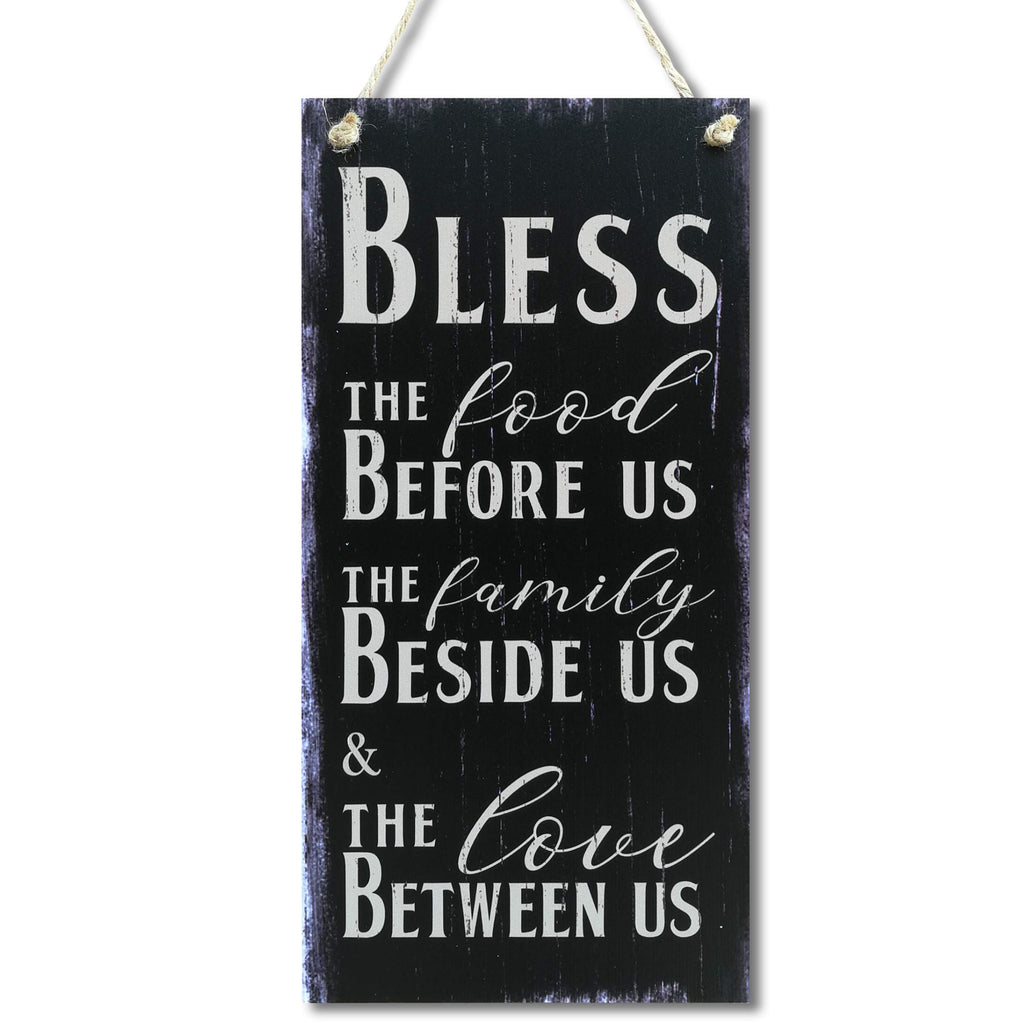 CARISPIBET Bless The Food The Family The Love Home Signs Religious Signs House Decoration Plaque Decorative Kitchen Sign Wall Ar
