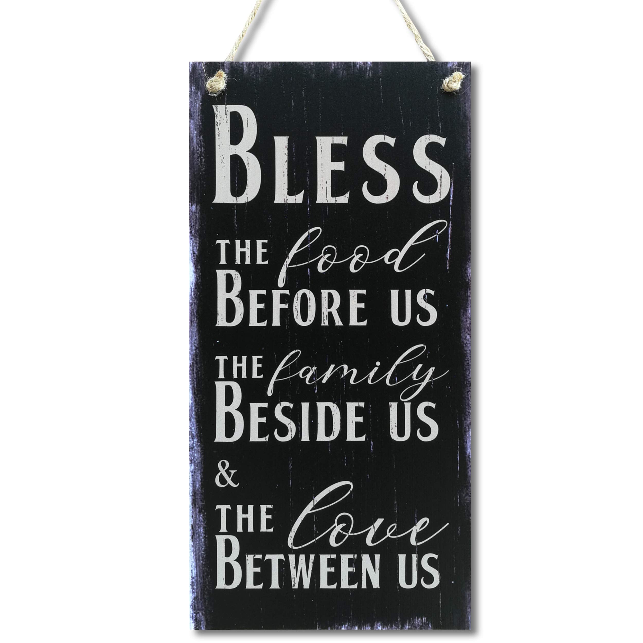 CARISPIBET Bless The Food The Family The Love Home Signs Religious Signs House Decoration Plaque Decorative Kitchen Sign Wall Ar