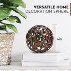 Everydecor Metal Decorative Sphere For Home Decor - Fancy Bronze, Hand Painted, Modern Decorative Balls For Living Room, Bedroom