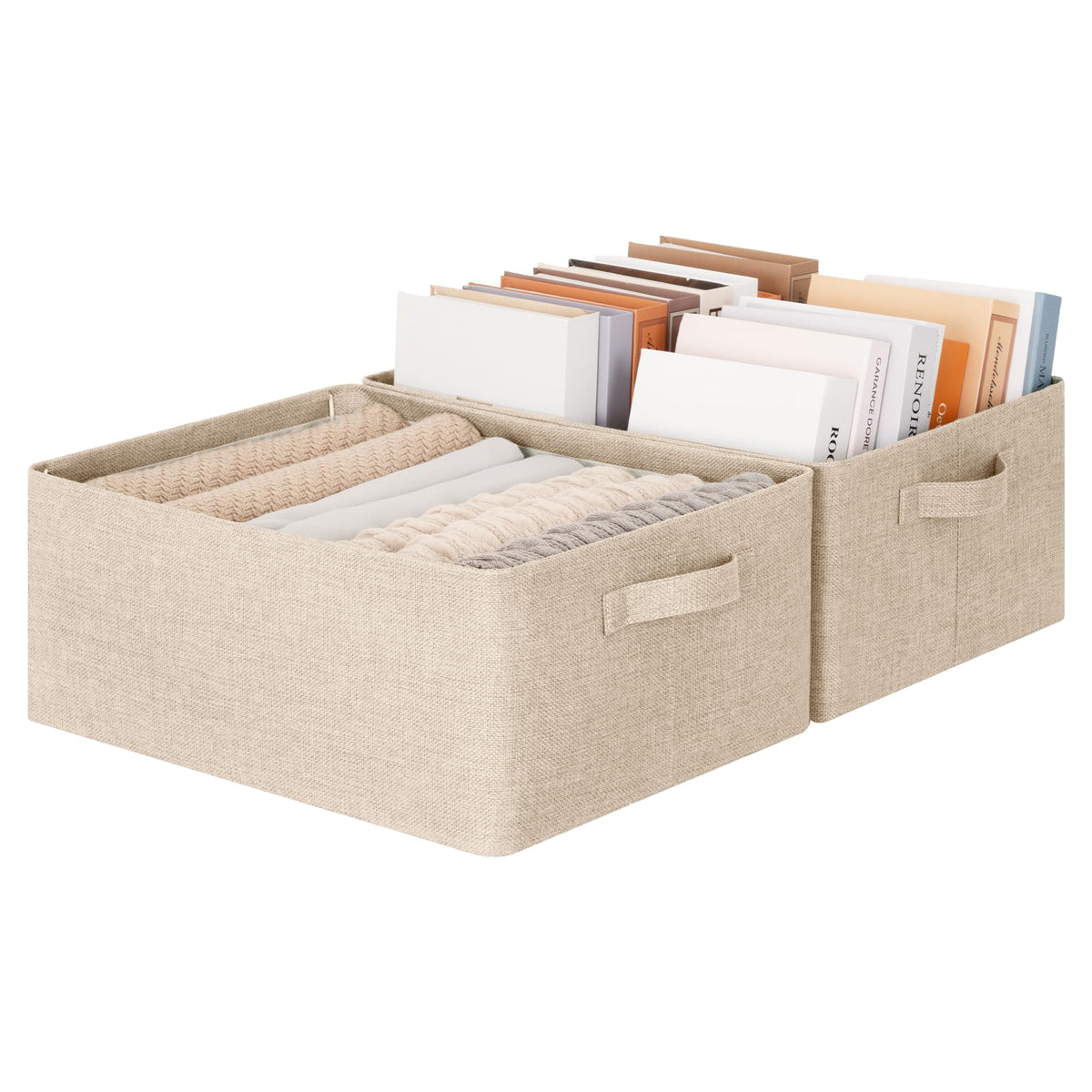 GRANNY SAYS Storage Basket for Shelves, Storage Bins, Light Taupe, 2Pack