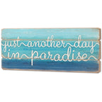 Open Road Brands Just Another Day in Paradise Beach Wall Art Aqua/Navy Wood MDF 24.52" W x 8.75" H
