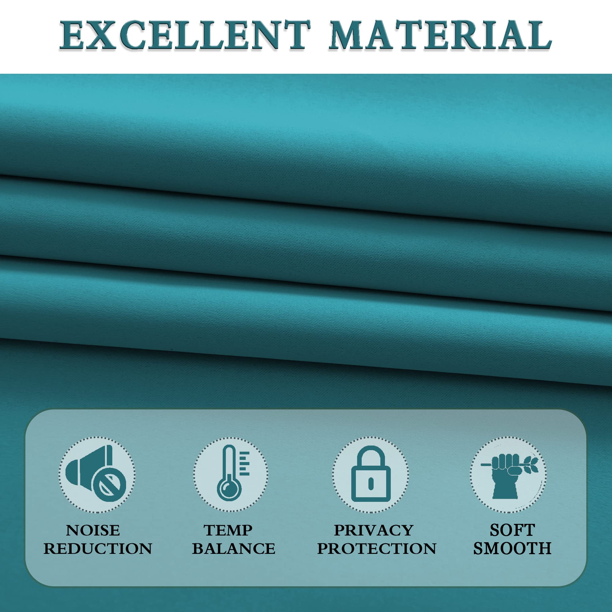 Donren 30 Inches Long Curtain Tiers For Kitchen - Blackout Short Length Curtains For Bathroom(30 Inches Wide,Teal,2 Panels)