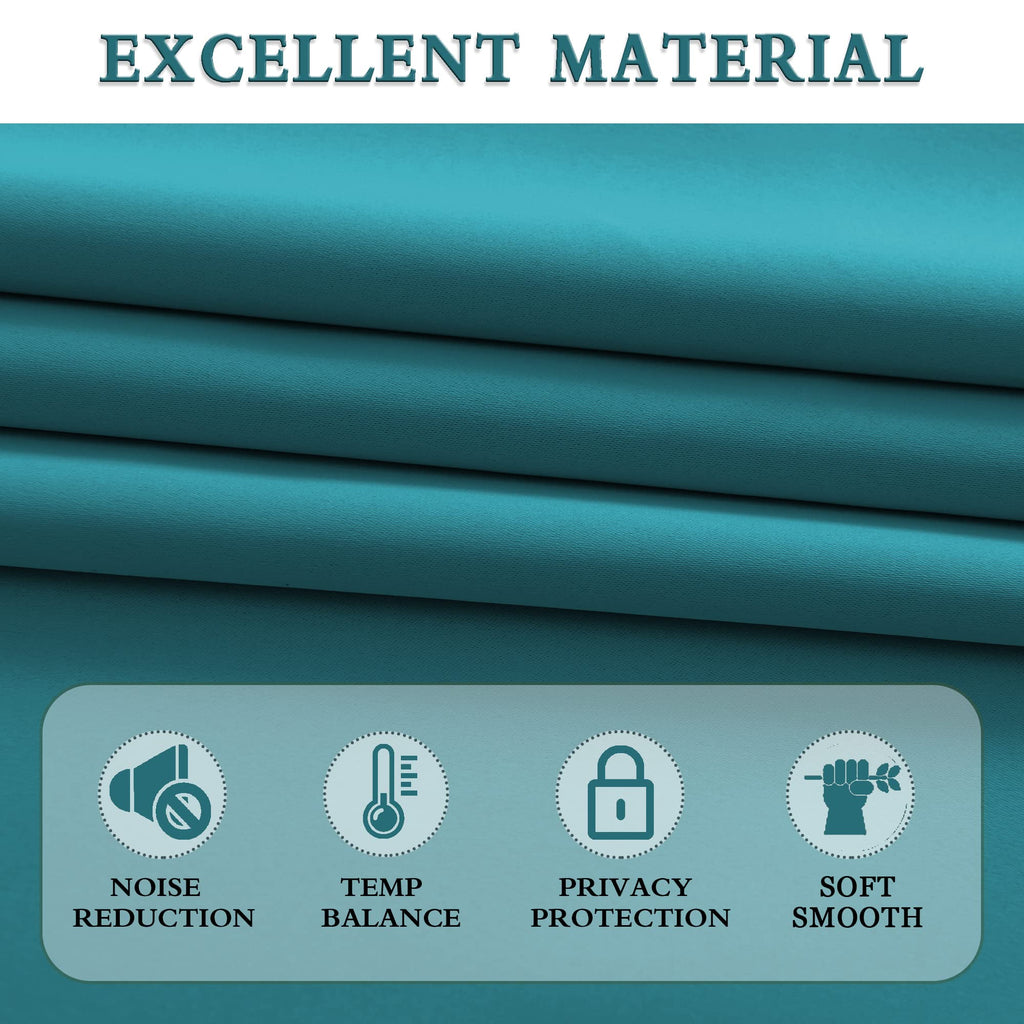Donren 84 Inch Teal Blackout Curtains For Craft Room - Thermal Insulated Room Darkening Rod Pocket Curtains(52 By 84 Inch,Set Of 2 Panels)