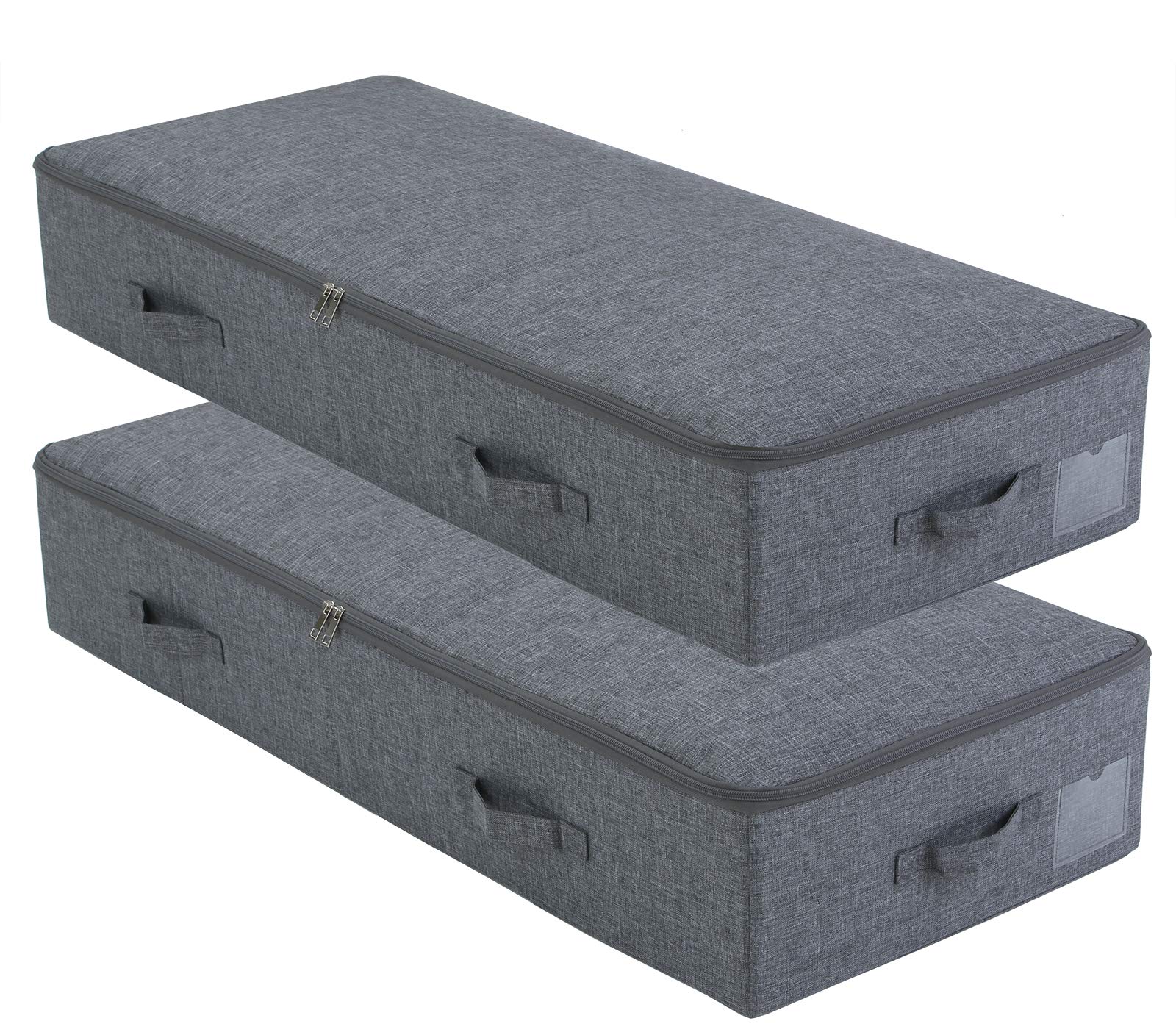 iwill CREATE PRO Pack of 2, Large Rigid Underbed Storage Boxes for Duvets, Queen/King Size Blankets, All Sides Built in Plastic 
