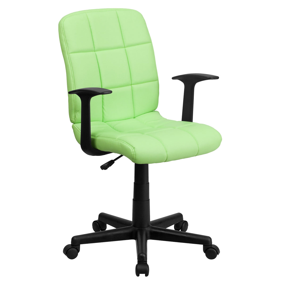 Flash Furniture Clayton Mid-Back Green Quilted Vinyl Swivel Task Office Chair with Arms