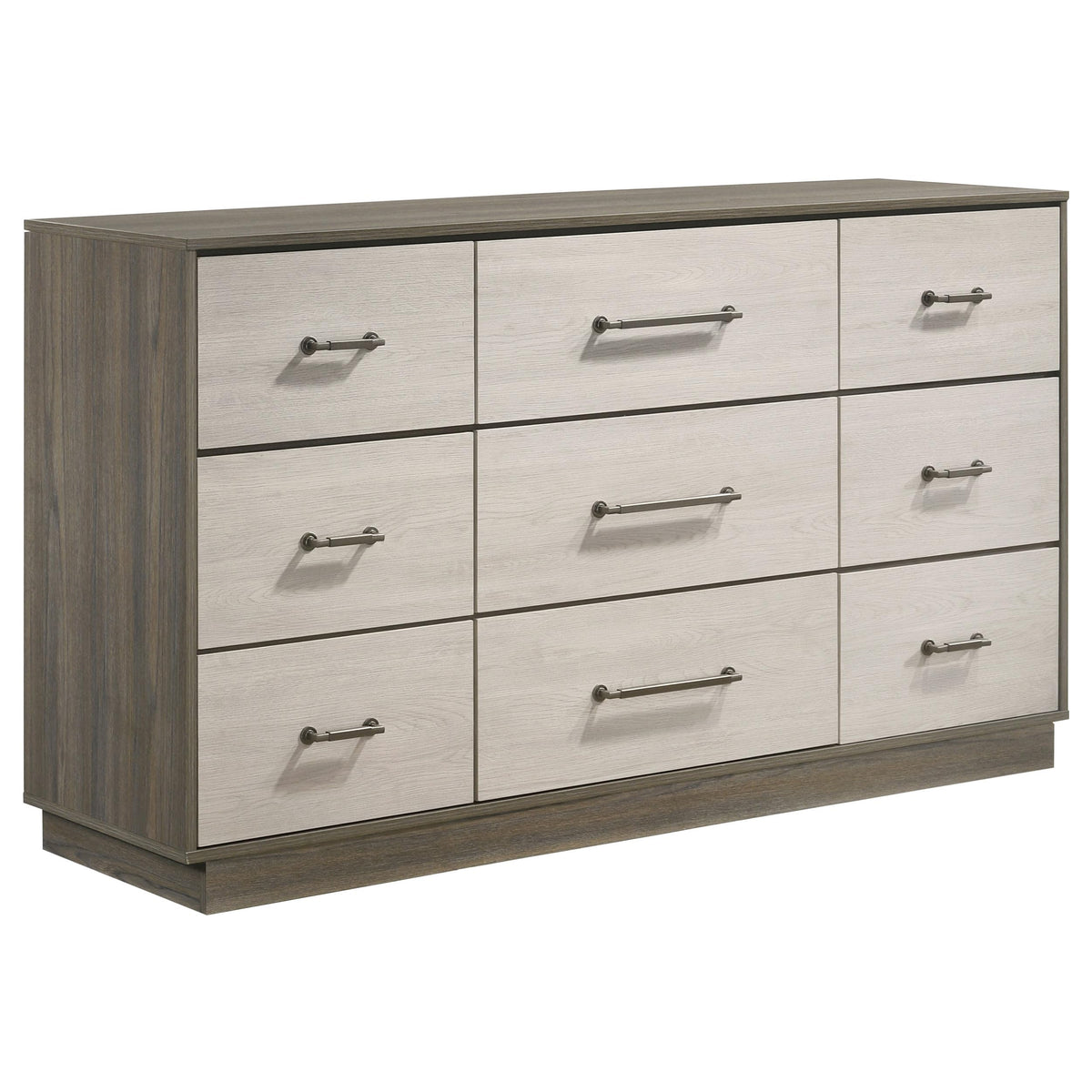 Coaster Home Furnishings Fenwick Contemporary 61-inch 9-Drawer Bedroom Dresser Clothing Storage Cabinet Wide Chest of Drawers Organizer Unit Grey Oak/Almond 224983