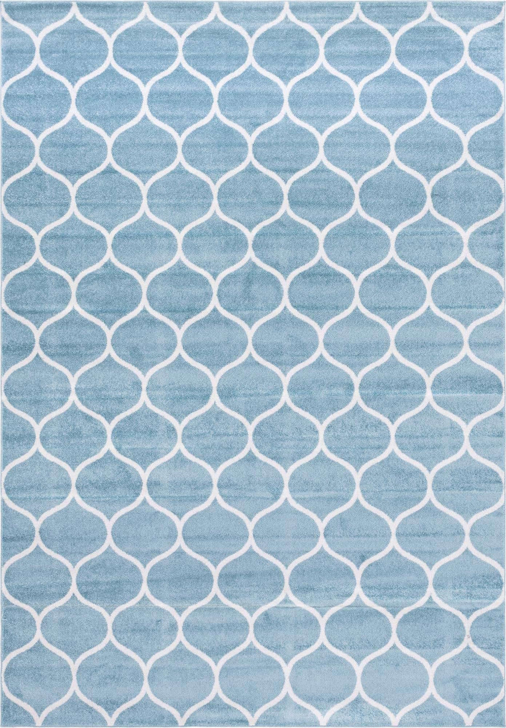 Unique Loom Trellis Frieze Collection Area Rug - Rounded (10' x 14' 1'', Light Blue/ Ivory)