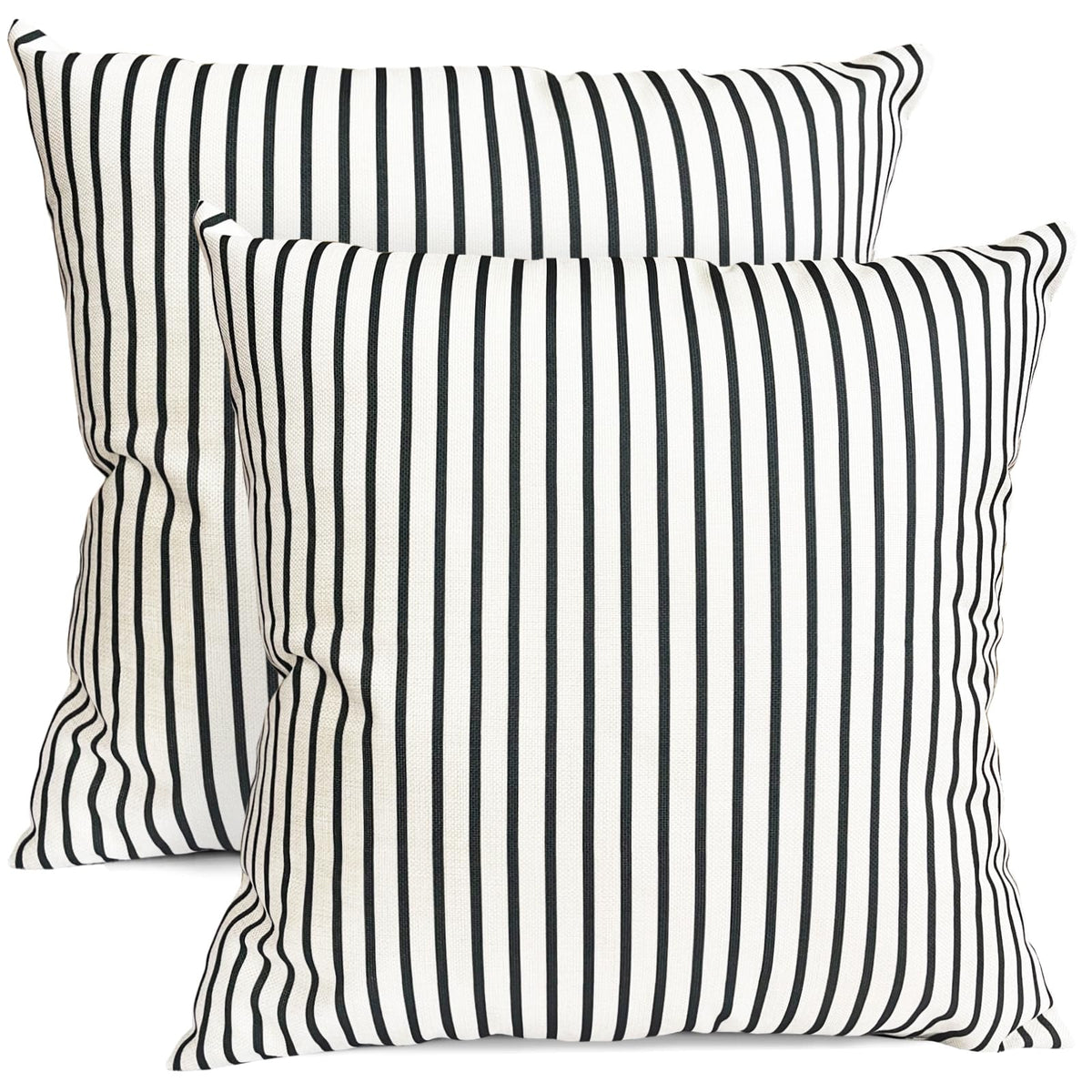 RYSMIYOU Decorative Throw Pillow Covers Set of 2 Black Striped Pillow Covers 18x18 Inch Throw Pillow Cover Linen Pillowcase Mode