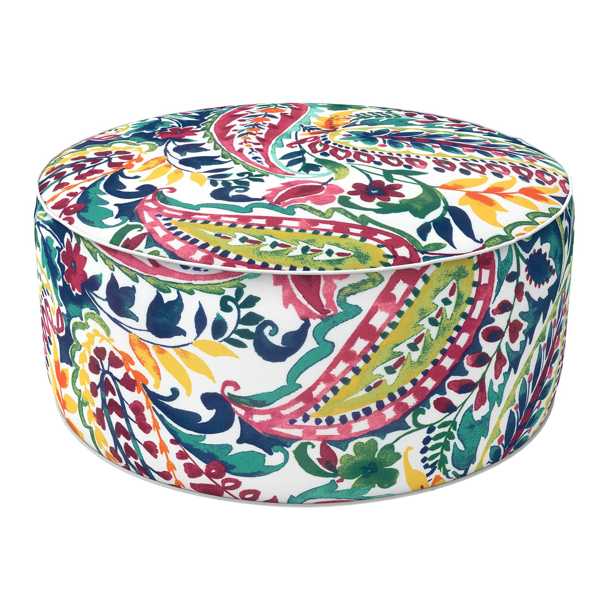 Lvtxiii Inflatable Stool Ottoman Footrest With Handle, All Weather Foot Rest, Indoor Or Outdoor Use For Home Patio Garden And Camping, D21 X H9, Vigour Paisley