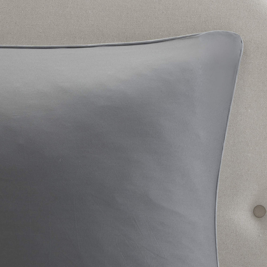 510 Design Luxe Quilted Comforter Set Modern Transitional Design, All Season Down Alternative Warm Bedding Matching Shams, Bedskirt, Decorative Pillow, Queen, Ramsey Damask Grey