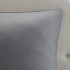 510 Design Luxe Quilted Comforter Set Modern Transitional Design, All Season Down Alternative Warm Bedding Matching Shams, Bedskirt, Decorative Pillow, Queen, Ramsey Damask Grey