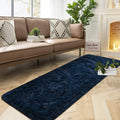 DweIke Soft Bedside Rug for Bedroom, 2x6 ft Plush Fluffy Carpets, Navy Blue Living Room Rugs for Girls Kids Room Nursery Home De