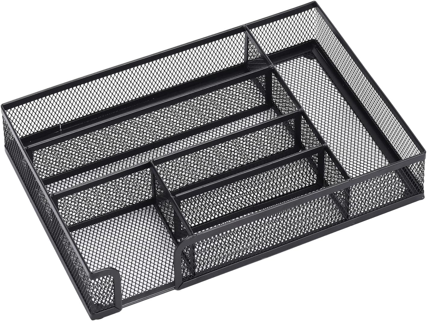 Wenkedigi Drawer Organizer, Desk Organizer, Desk Drawer Organizer, Metal Mesh Office Drawer Organizer Tray, 6 Compartments For O