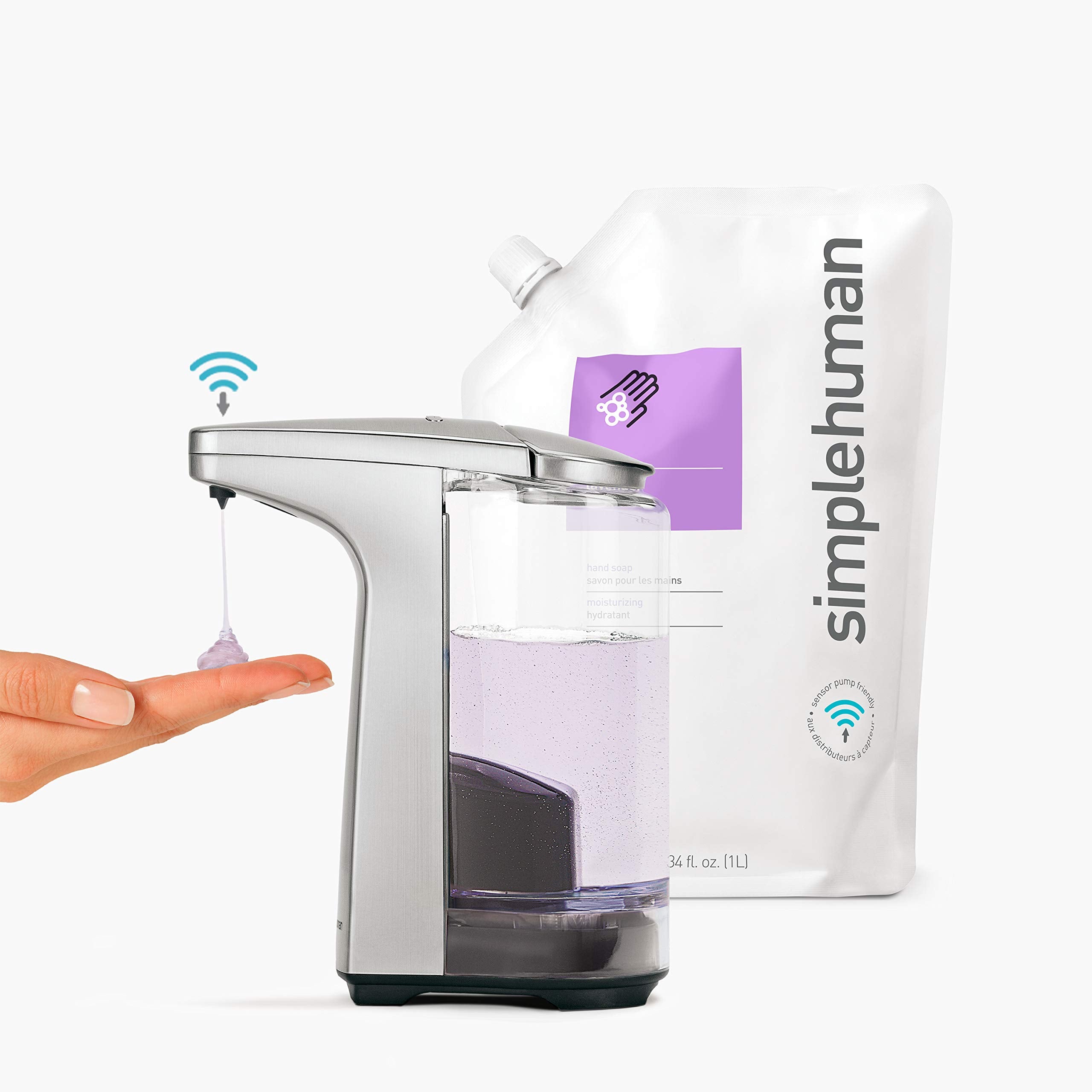 Simplehuman 8 Oz. Touch-Free Sensor Liquid Soap Pump Dispenser With Soap Sample, Brushed Nickel