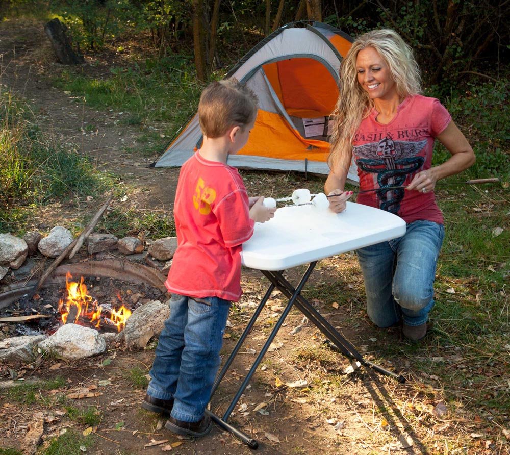 Lifetime 80251 Adjustable Folding Laptop Table Tv Tray, 26 Inch, White Granite