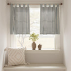 Jinchan Kitchen Curtains Linen Striped Tier Curtains 24 Inch Length Ticking Stripe Cafe Curtains Pinstripe Farmhouse Small Windo