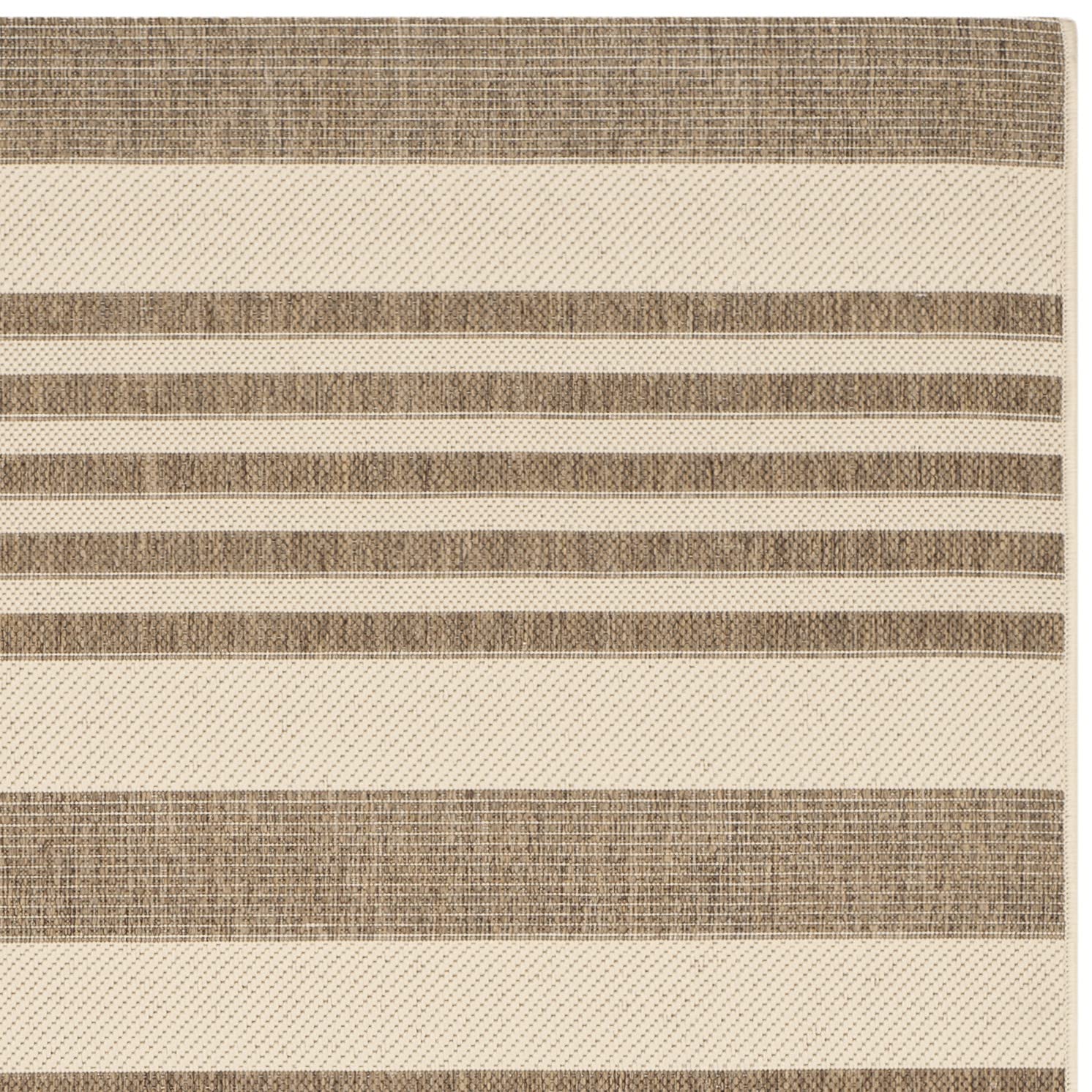 Safavieh Courtyard Collection Accent Rug - 2' X 3'7', Brown & Bone, Stripe Design, Non-Shedding & Easy Care, Indoor/Outdoor & Wa