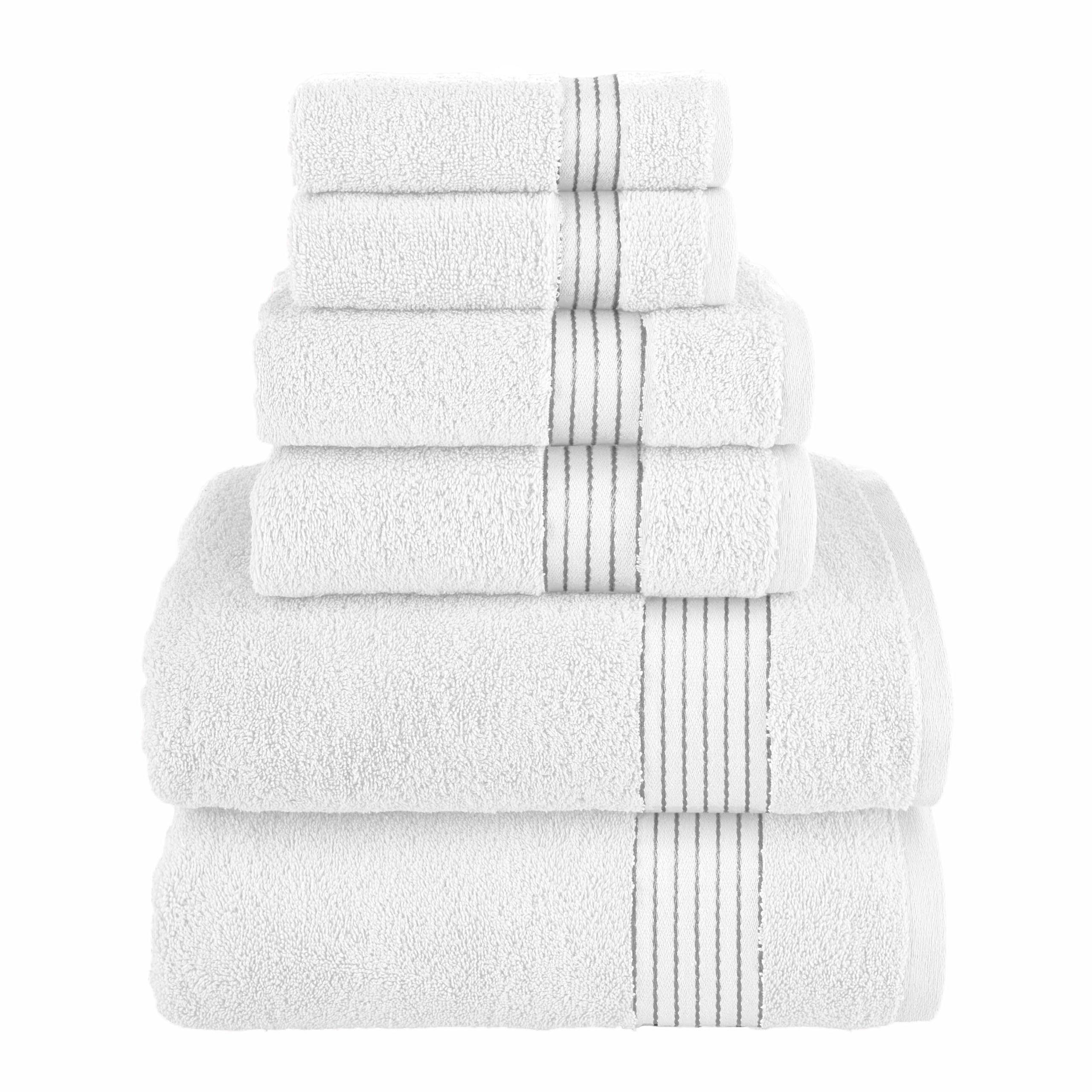 Elegant Comfort Premium Cotton 6-Piece Towel Set, Includes 2 Washcloths, 2 Hand Towels and 2 Bath Towels, 100% Turkish Cotton - 