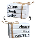 Farmhouse Mini Bathroom Sign Decor Funny Wooden Book Stack for Tray Decor Bathroom Shelf Sitter 2 Signs in 1 Reversible Mini Boo
