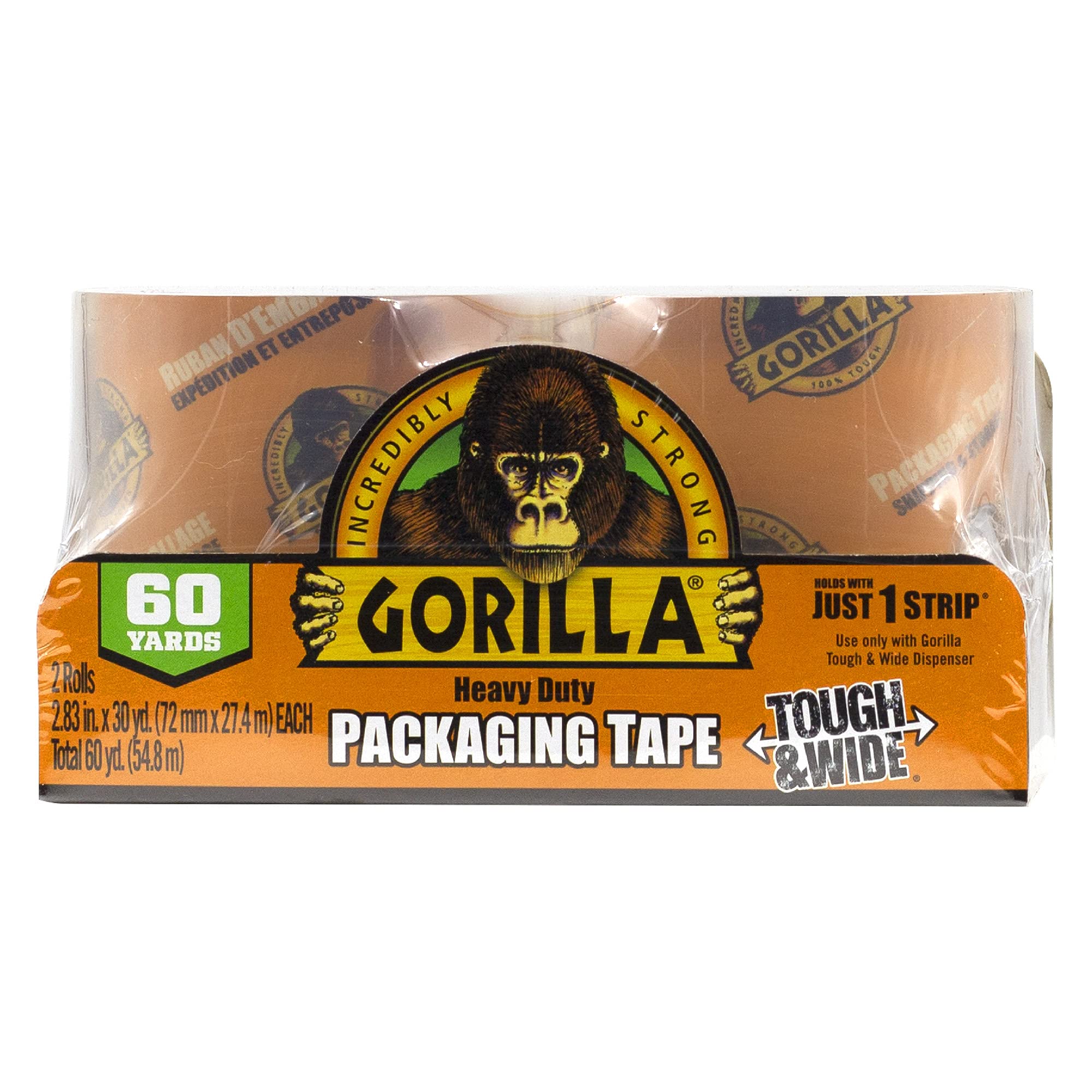 Gorilla Packing Tape Tough & Wide Refill For Moving, Shipping And Storage, 2.83' X 30 Yd, 2 Rolls (Pack Of 1)