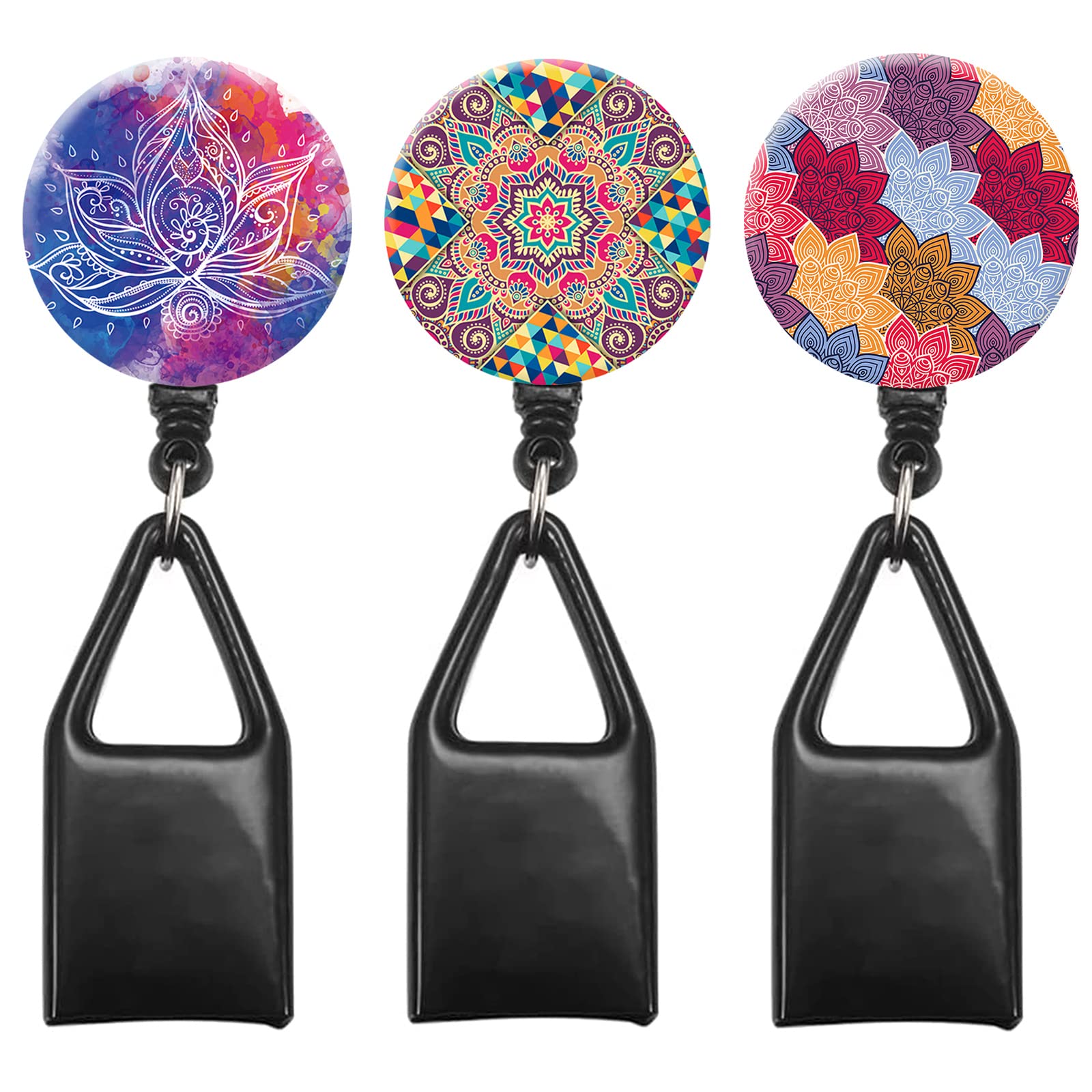 Retractable Lighter Holder With Belt Clip Decorative Badge Clip For Lighters Retract Extension 24Inch (Mandala Holder)
