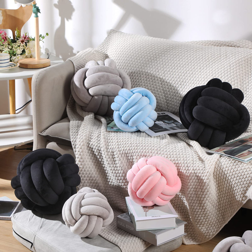 Namalu 2 Pieces Knot Ball Pillows Round Plush Aesthetic Cushion Pillows Soft Stress Relieving Cute Decorative Knotted Pillows Fo