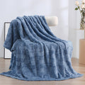 Linecooo Dusty Blue Fleece Throw Blanket 50     60    For Couch Sofa Bed,Super Soft Cozy Plush Microfiber Flannel Blanket With 3