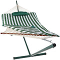 Sunnydaze Rope Hammock with Stand Combo - 275-Pound Capacity - Includes 12-Foot Hammock Stand, Spreader Bar, Pad, and Pillow - G