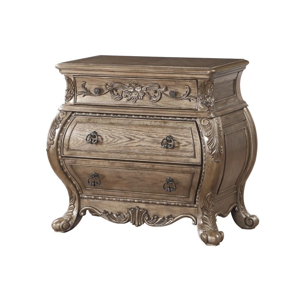 Acme Ragenardus Wood Nightstand with 3 Drawers in Vintage Oak