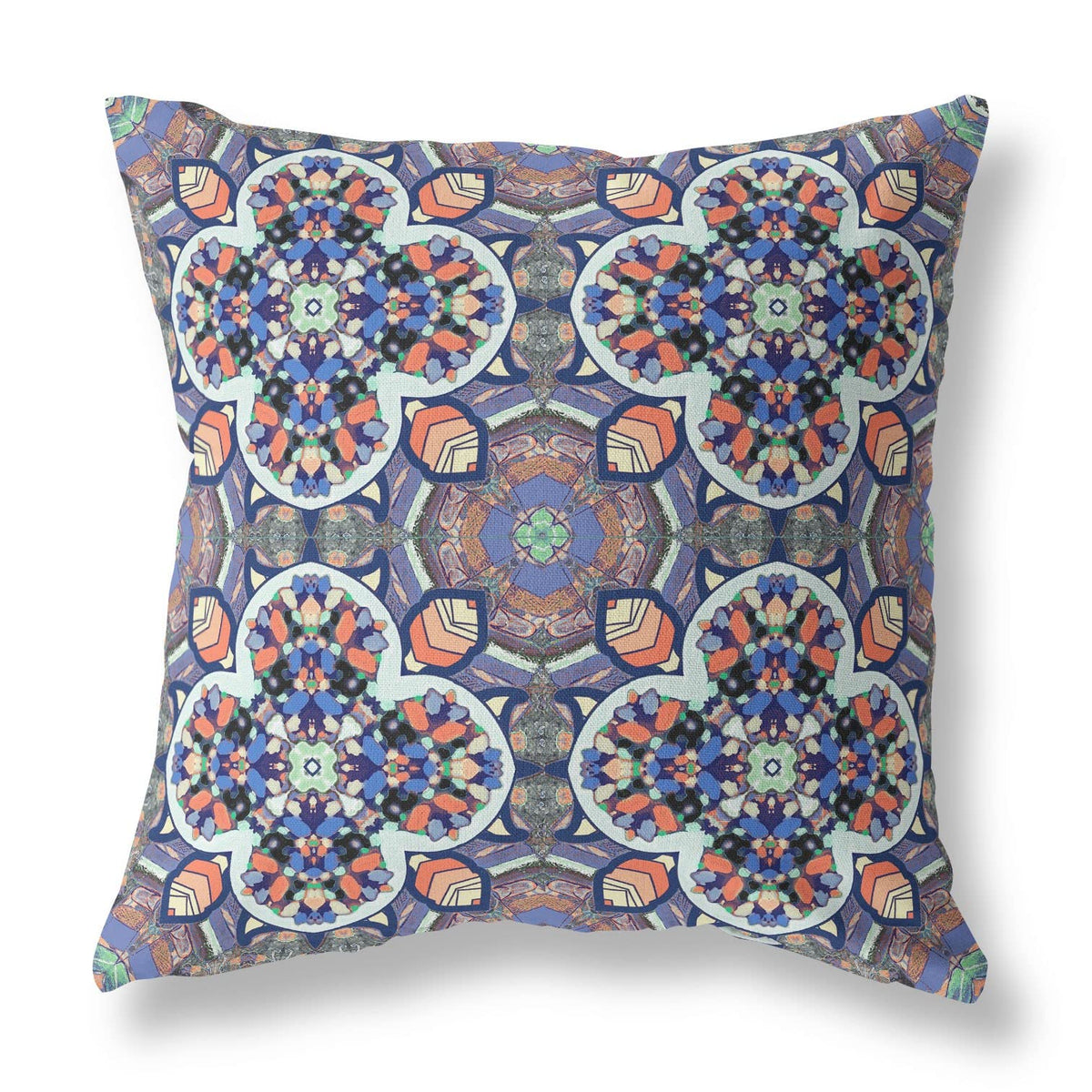 HomeRoots Gray Blue Orange Gray Blue Cloverleaf Boho Suede Throw Pillow