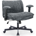 Fancispot Cross Legged Office Chair With Wheels And Adjustable Flip-Arms, Criss Cross Desk Chair With Thick Cushion, Wide Seat C