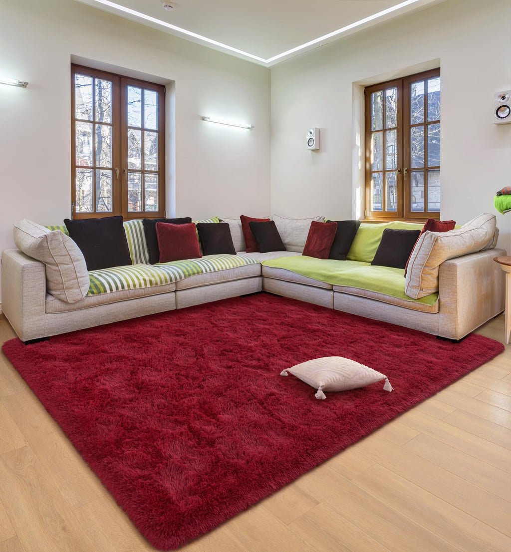 Detum Large Living Room Rug 6X9 Area Rug Wine Red Christmas Rugs For Bedroom Master Room Dining Dorm Kids Room Machine Washable