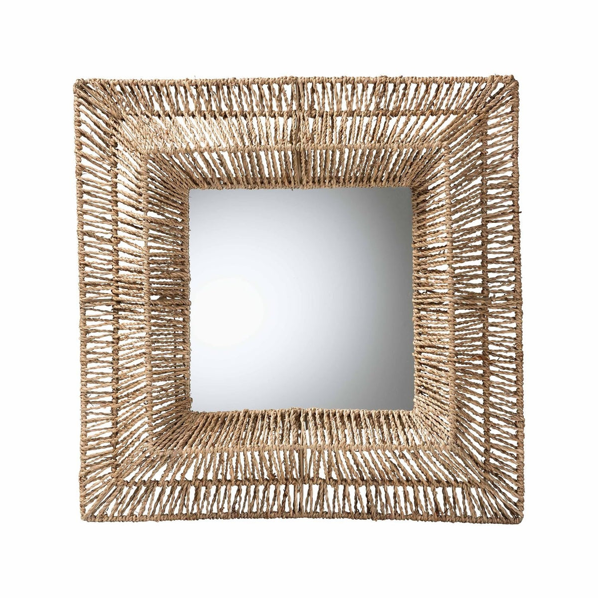 Bali & Pari Collice Metal & Seagrass Accent Wall Mirror In Natural Brown