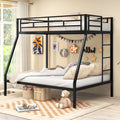 Giantex Bunk Bed Twin Over Full Size, Metal Bunk Bed With Ladder And Steel Frame Support, Space-Saving Triple Bunk Bed For Boys Girls Adults, Noise Free, No Box Spring Needed, Black