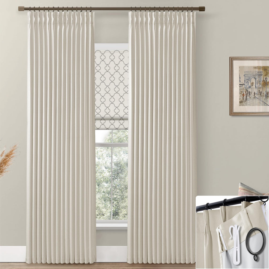 Shineland Insulated Window Coverings Warm Curtains For Winter,Window Treatments Energy Saving Room Noise Blocker Draft Blocking Curtains,(40 X 102 Inches Long,Beige)