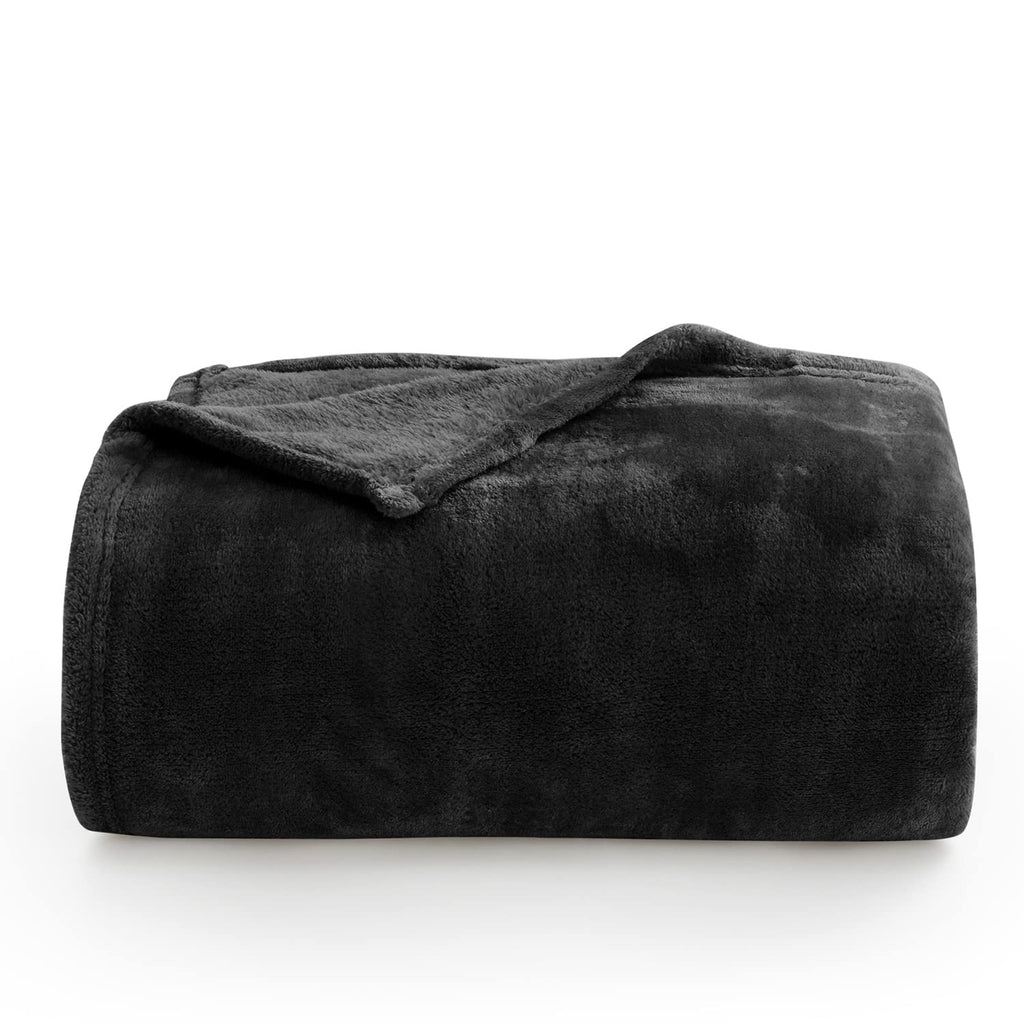 Bedelite Fleece Blankets Queen Size For Bed, Luxury Plush Cozy Fuzzy Black Blanket 90X90 Inches, Super Soft Warm Lightweight Thr