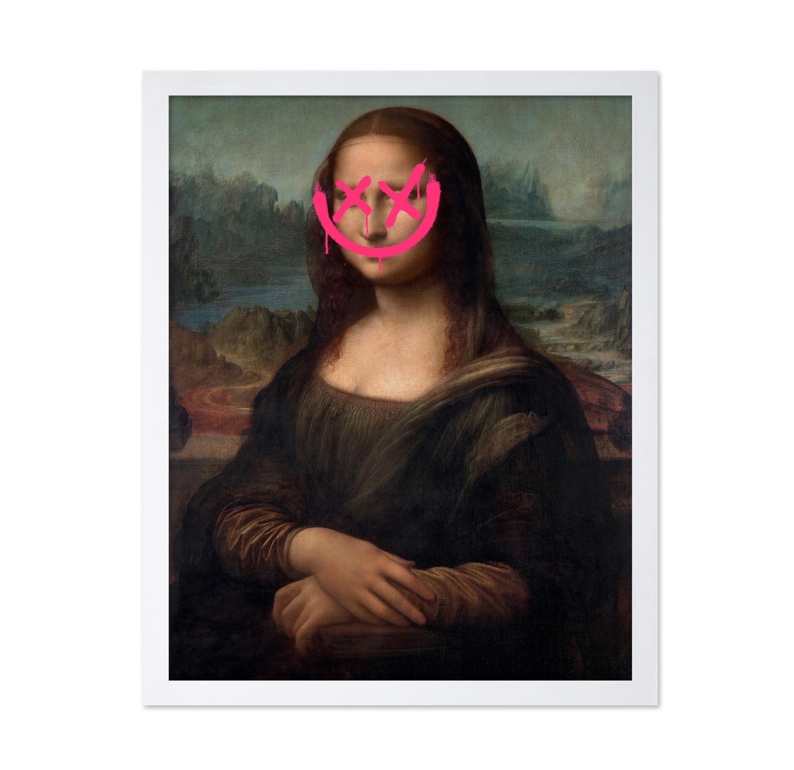 Poster Master Mona Lisa Painting Poster - Smiley Face Print - Altered Art - Pop Art - Defaced Art - Gift for Men & Women - Minim