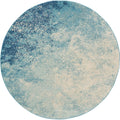 Nourison Passion Navy/Light Blue 53 x Round Area-Rug, Modern, Abstract, Easy-Cleaning, Non Shedding, Bed Room, Living Room, D