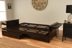 Kodiak Furniture Phoenix Queen Wood Futon Frame with Storage Drawers in Espresso