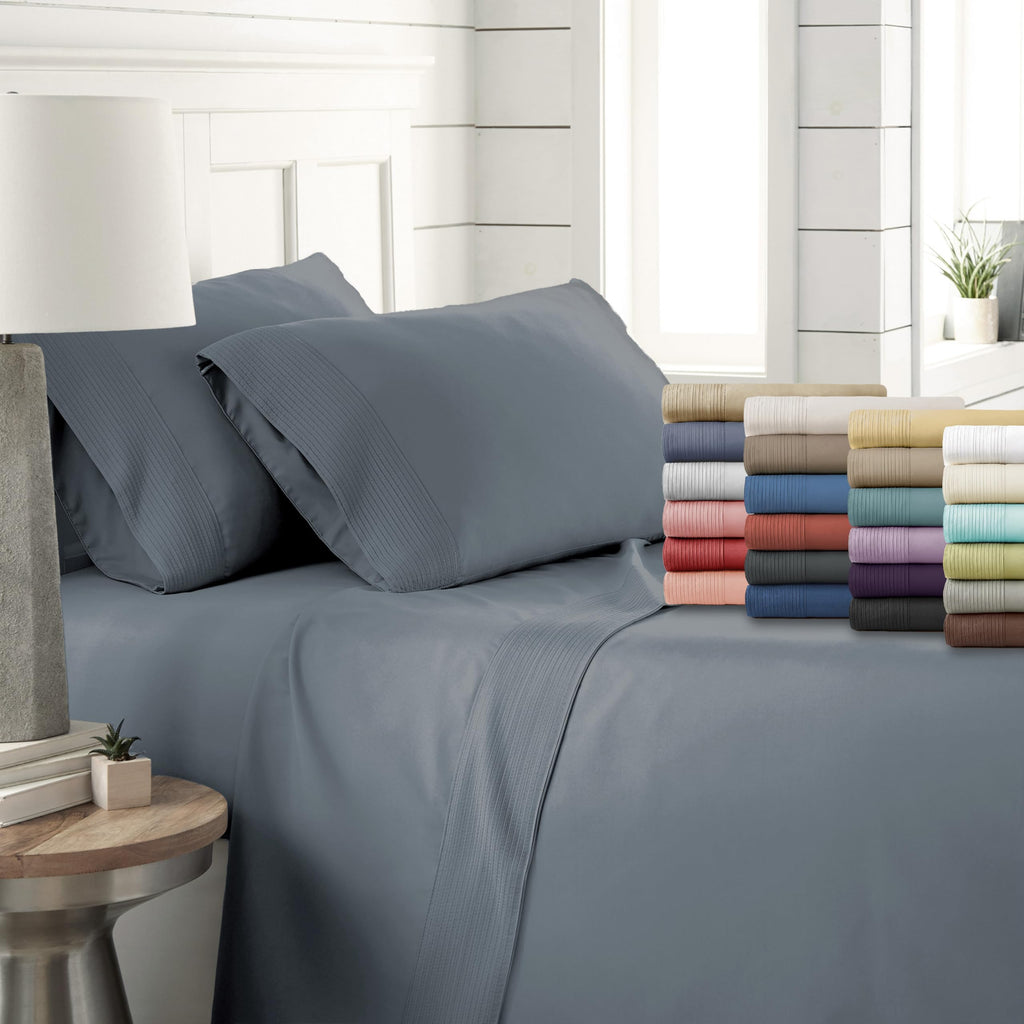 Southshore Fine Living, Inc. Sheet Set, Queen Size 4-Piece, 21'' Extra Deep Pocket Pleated Queen Sheet Set | Flat Sheet, Fitted
