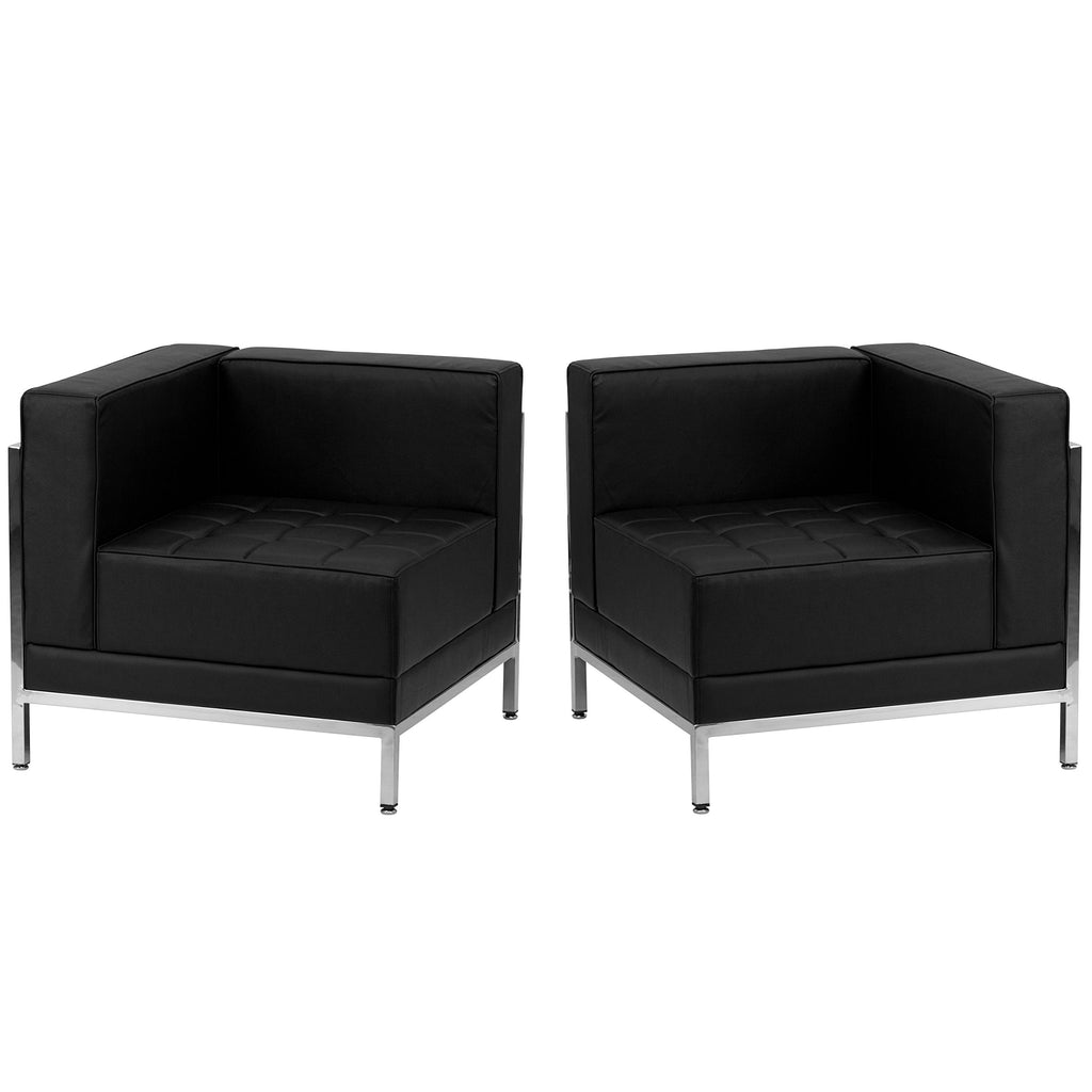 Flash Furniture HERCULES Imagination Series Black LeatherSoft 2 Piece Corner Chair Set