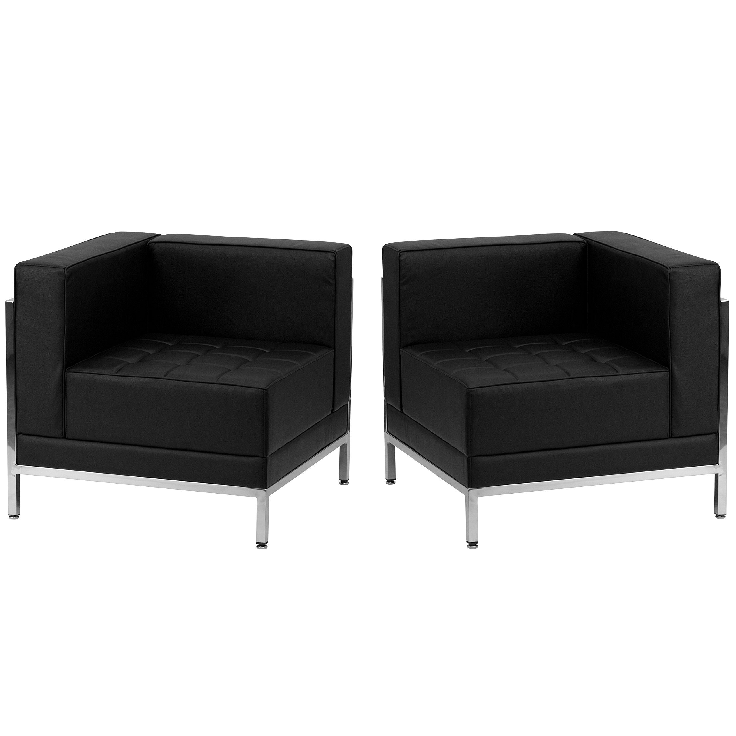 Flash Furniture HERCULES Imagination Series Black LeatherSoft 2 Piece Corner Chair Set