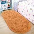 Noahas Ultra Soft Fluffy Bedroom Rugs,2.6 X 5.3 Oval Khaki Fluffy Rugs for Bedroom,Small Throw Rugs, Kids Room Carpet Modern S