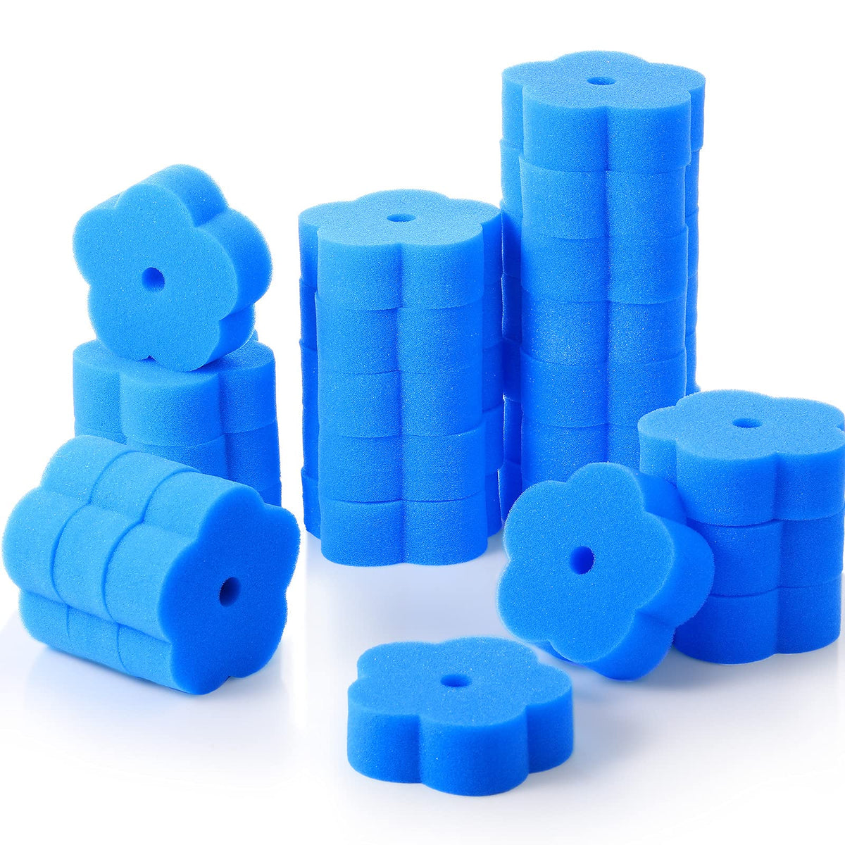 Chuangdi 24 Pieces Sponge For Hot Tub Accessories, Flower Oil Scum Absorber For Swimming Pool And Spa (Blue)