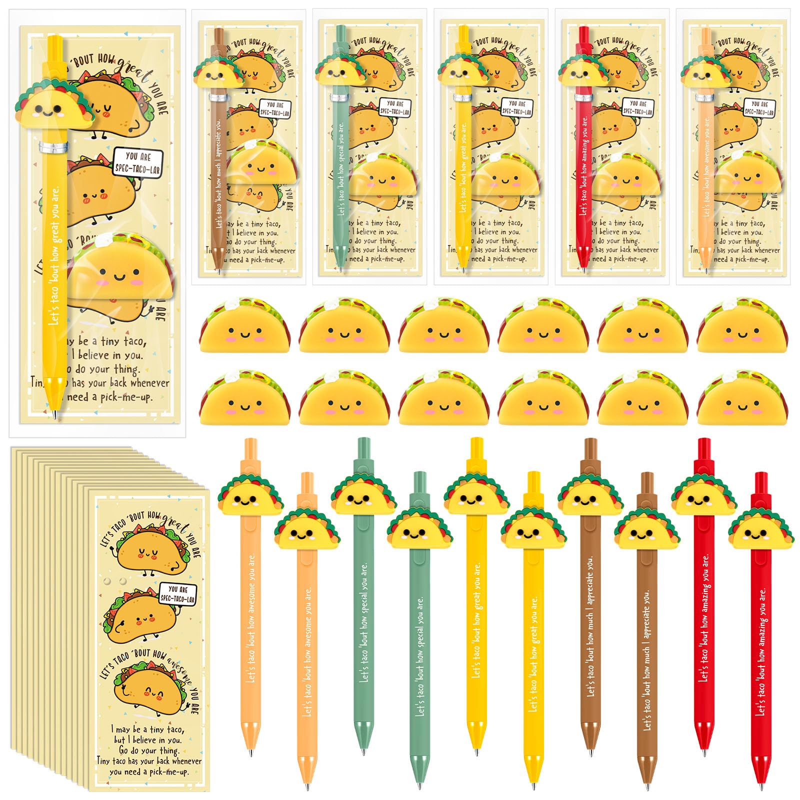 TecUnite 20 Sets Taco Gifts Bulk Christmas Employee Appreciation Team Inspirational Taco Pen Stress Ball Awesome Motivational Ca