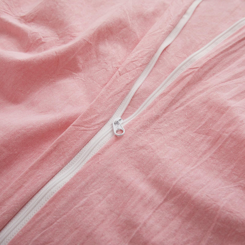 Lovque Pink Cotton Duvet Cover King Size, Linen Like Natural Bedding Set With Zipper Closure (No Comforter), 104X90 Inches