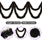 26.2 Feet Black Holiday Tinsel Garland For Christmas,Halloween, Birthday, Weddings, Party Decorations, Xmas Foil Tinsel Garland