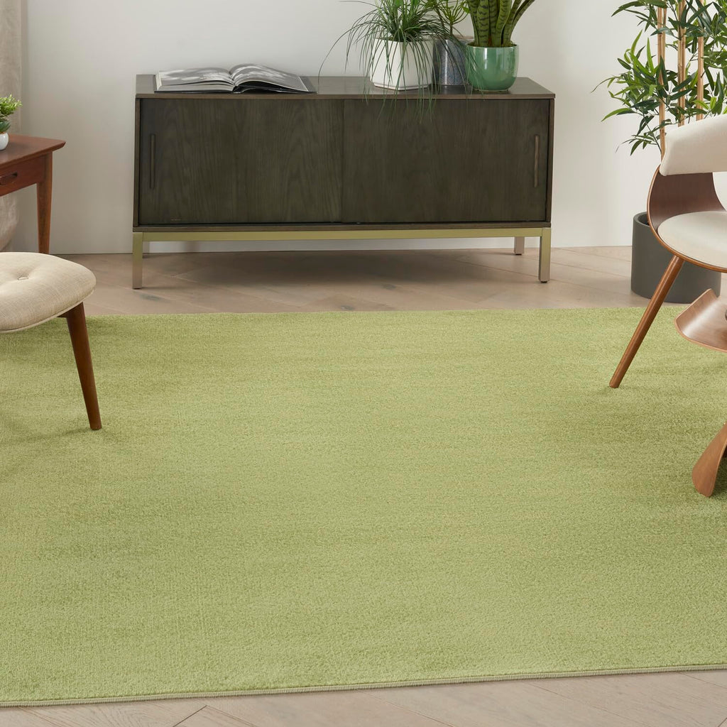 Nourison Essentials Indoor/Outdoor Green 5' X Square Area -Rug, Easy -Cleaning, Non Shedding, Bed Room, Living Room, Dining Room, Backyard, Deck, Patio (5 Square)