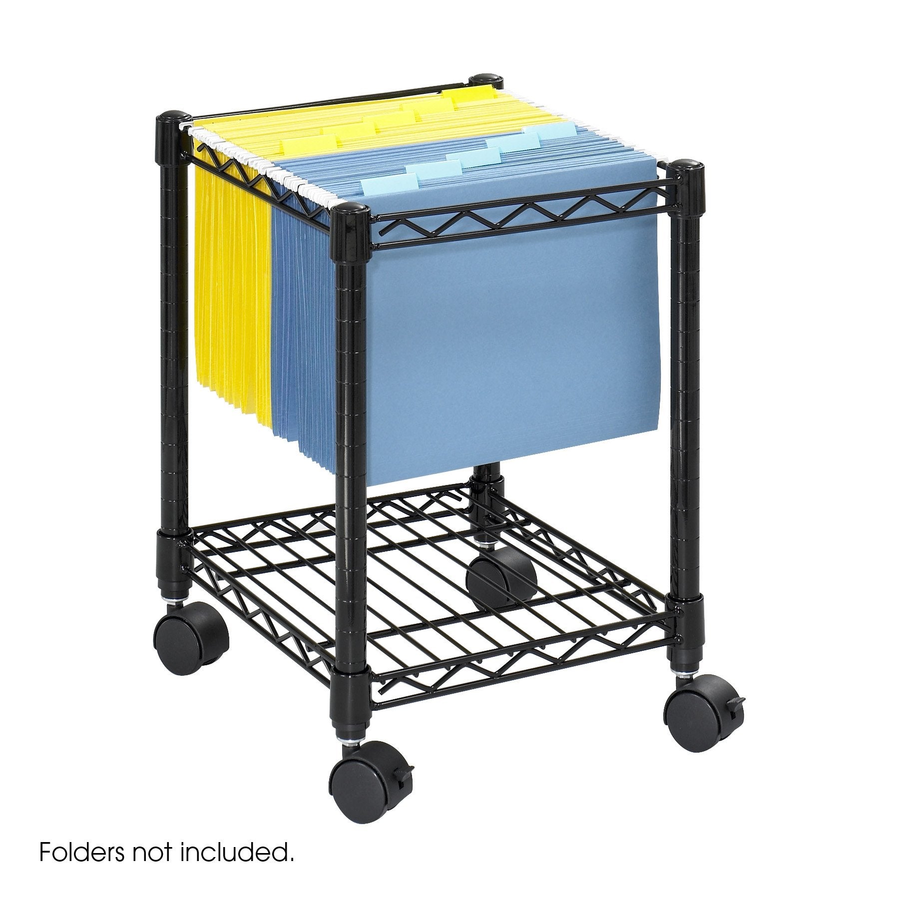Safco Compact Rolling Cart, Fits Letter and Legal-Size Hanging Folders, Mobile File Storage, Steel, Black