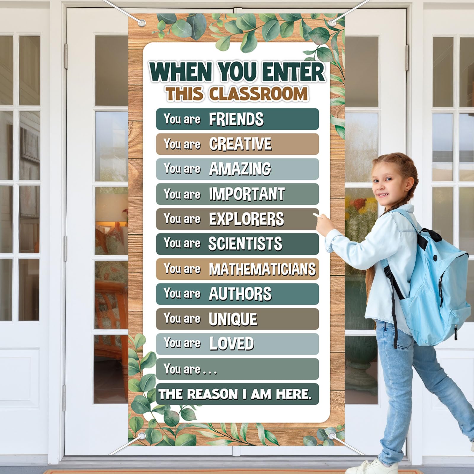 Wiooffen When You Enter This Classroom Door Cover Affirmation Classroom Door Decor Eucalyptus Leaves Back To School Front Door P